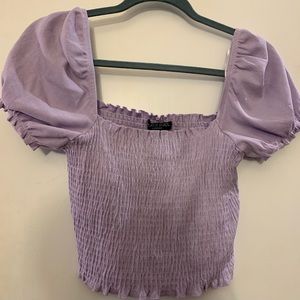 Boohoo lilac puff sleeve top
